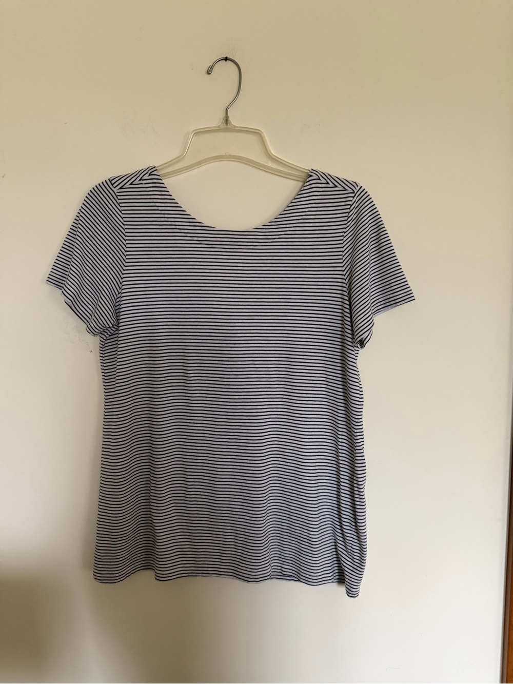 Banana Republic Black and White Striped Short-Sleeve Tee